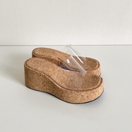 [พร้อมส่ง] WEAR.SOUL #S645-Clear Cork Wedge Shoes