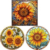 WBQMUNY 3 Styles Sunflower Window Cling,10" Sunflower Window Stickers Static Non Adhesive Double-Sid