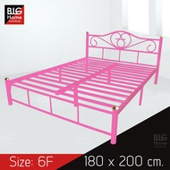 BH เตียงเหล็ก6ฟุต ราคาถูก เตียงนอนราคาถูก ขา2นิ้ว (สีชมพู) ส่งทั่วไทย+ชำระปลายทางได้