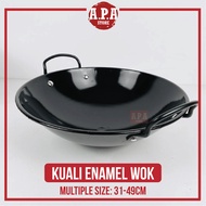 HITAM Apa CZ Enamel Wok Black Cauldron Non Stick Non Stick Iron Wok Black Stir-Fry Wok Large Pan Cookware