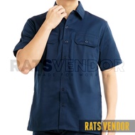 Kemeja Dinas / Harian / Kerja / PDH Lapangan Ratsvendor Lengan Pendek Warna Biru Navy