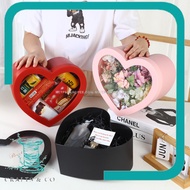 1 PCS SURPRISE BOX LOVE SHAPE WITH TRANSPARENT COVER / BOUQUET BOX / BIRTHDAY BOX / BOX FRUIT