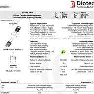 50PCS Brand New Original SIT08C065 Triode Silicon Carbonized Shoteki Diode TO-220AC 650V 8A 175°C