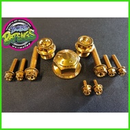 ✗ ✌ 11pcs. HANDLE BAR SET RAIDER J 110-115 (GOLD-WHITE GOLD-TITANIUM-CNC GEAR TYPE)