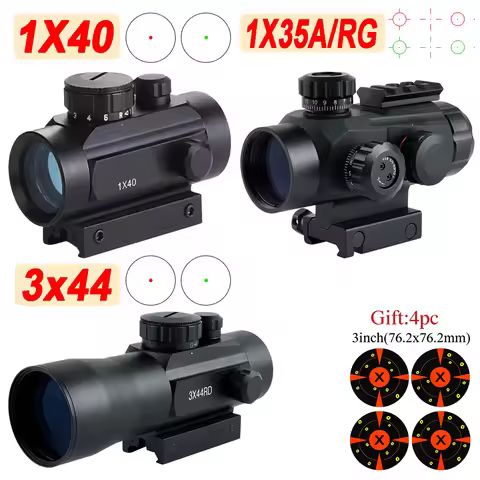 1X40 3X44 1X35 Tactical Optic Red‑Green Dot Riflescope Scope Adjustable Outdoor Sports Hunting Acces