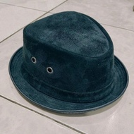 Genuine Garut Leather Suede Fedora Hat Adult Size 54cm-59cm Elegant Black Handmade Best Quality