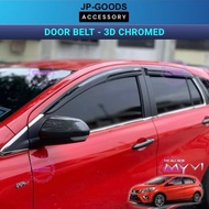 Perodua Myvi G3 2018 - 2024 3D Door Belt Moulding Lining Trim Chrome Stainless Steel ( 10PCS )
