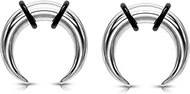 316L Surgical Steel C-Shape Buffalo Tapers with 2 Black O Rings - Available in Multiple Sizes - Sold