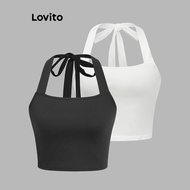 Lovito Casual Tank Top Plain Basic Crop Tank Top for Women L89MD003