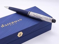 WATERMAN Expert系列Deluxe Blue深藍桿波浪紋銀夾 原子筆 (2166466)(可刻字)