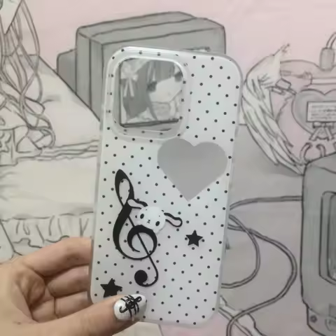 Korean Music Notes Black Polka Dots Phone Case for Xiaomi Redmi 15C 14C 13 13C 12 A3 A2 A1 10 10C 9 