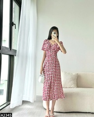 Váy Caro Cổ Tim A2345