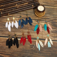 Ethnic Style Feather Earrings Travel Wear Super Fairy Long Earrings Bohemian Travel Accessories 2026