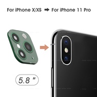 ฝาครอบเลนส์กล้องสำหรับ iPhone X XS XR XsMaxอุปกรณ์ป้องกันกล้องสติกเกอร์โลหะวินาทีเปลี่ยนมาเป็น iPhone 11 Pro Max