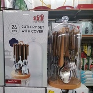 Cutlery set with Cover (24pcs) Top Point Cutlery Set /Bekas sudu /Bekas holder Penutup /Plastic Spoo