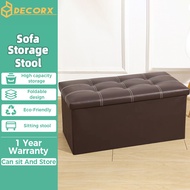 DecorX Storage Box Organizer Foldable Ottoman Leather Foldable Sofa Storage Stool Footrest Seat Versatile Chair Space Saving Storage Benches Wardrobe Organisers