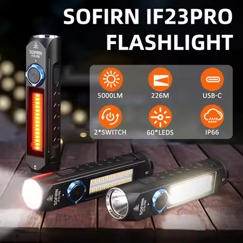 SOFIRN IF23 PRO 5000lm Flashlight XHP70B Led Rechargeable USB C Super Bright EDC Torch with RGB Magn