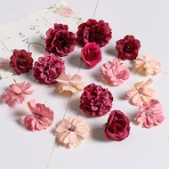 16PCS Artificial Flower Head Set Silk Fake Flowers Christmas Home Wedding Party Decoration DIY Cake Wreath Gift Accessories