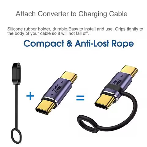 USB C Male to Male Adapter with PD 100W 40Gbps 8K 60hz Video Compatible for Thunderbolt 4/3, MacBook