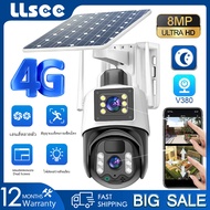 LLSEE v380 Pro 8MP 4K Dual Lens 4G SIM Card Solar CCTV Outdoor 10X Amplified Wireless CCTV WIFI