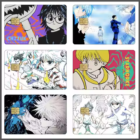 Hunter X Hunter Anime Card Stickers Sticker Decal 4pcs PVC Credit Card Skins Removable Self-adhesive