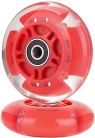 AOWISH 2-Pack Light Up Scooter Rear Wheels 80mm Flash Flashing Inline Skates Replacement Wheel with Bearings ABEC 9 for Adjustable 3-Wheel Kick Scooters (Red)