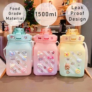 1500ml sport water bottle free straw + strap Air Bottle water cup SWEET 1.5L tumbler large volume bo