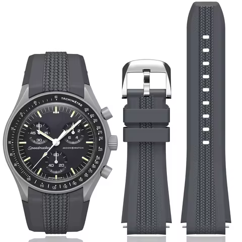 20mm Silicone Strap for Omega x Swatch Speedmaster Moonswatch No Gap Replacement Curved End Band for