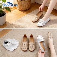 Women Elegant Boat Shoes Bow Hollow Upper Soft Sole Shoes Boat Shoes