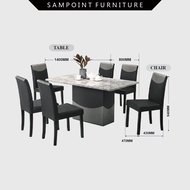 Cepatš¢6 Kerusi Sesuai Untuk Dapur Kecil - Murah Perabot SAMPOINT FURNITURE_ 6 Seater Marble Dining S