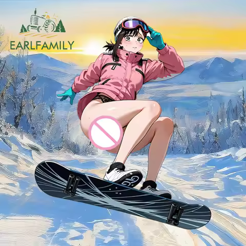 EARLFAMILY Fanart Higashiyama Kobeni Skiing Car Sticker Anime Snowboard Makima Auto Decal Car Goods 