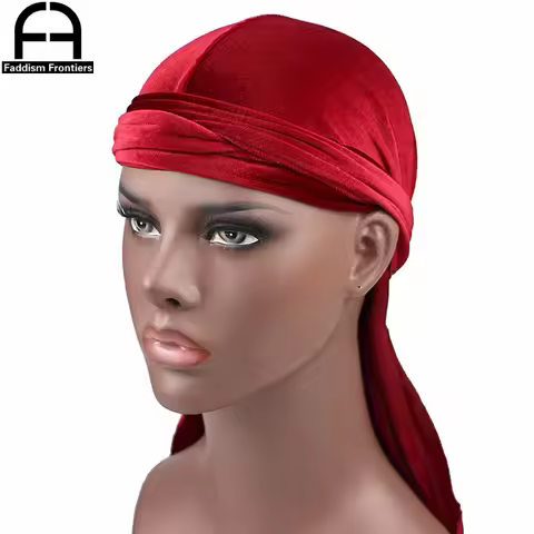 High Quality Men's Velvet Durags Bandana Turban Hat Wigs Doo Men Durag Biker Headwear Headband Pirat