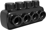 OHLECTRIC Single Side Entry - 4 Port - 2/0-6 AWG - Black Insulated Connector - 3/16 Hex Screw - Pre-