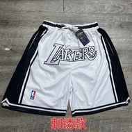 American Lakers Ball Pants Shorts Embroidered Casual Retro Running Loose Sports Training Five-point 