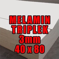 Melamin Putih Glossy Ukuran 40x80 cm Papan kayu Triplek 3mm