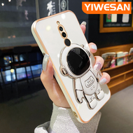 YIWESAN เคสกรณีสำหรับ Xiaomi MI Redmi 8 8a กรณีกับแฟชั่นน่ารักนักบินอวกาศพับโทรศัพท์ยืน Soild กรณีบางชุบแบบปลอกเต็มเลนส์ปกกล้องปกป้องกันกระแทก Softcase
