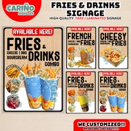 Laminated - Fries Signage l Fries and Drinks Signage | Cheesy Fries Signages