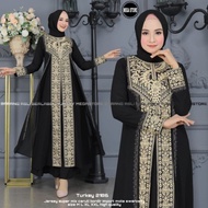 Baju Gamis Wanita Abaya Turkey Turki Hitam 2186 Dress Dres Jubah Hitam Ori Megastore