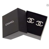 Chanel 全新限量款超閃方石圓石特別款earring 銀色耳環