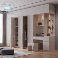 【Pre-order】Home bedroom simple modern thick backplane wood economy open door wardrobe 465-door combination cabinet