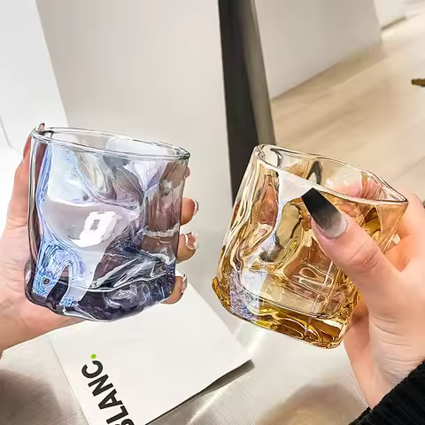 Glass Twisted Cup Colored Cup Coffee Cup Ins Style Household Whiskey Wine Cup