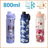 HS 800ml Kuromi Tumbler Water Bottle 304 Stainless Steel Melody Cinnamoroll Thermal Cup HS