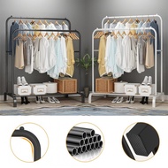 Hanging Steel Clothes Rack Single Double Pole Non-Slip Beads Black/White