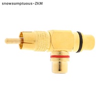 [snowsumptuous] 1Pcs Gold Plated 1 Male to 2 Female RCA Copper Splitter Adapter AV Video Audio [zkm]