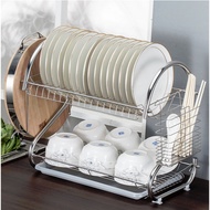 Stainless Steel 2-tier Dish Rack/2-Tier Drain Sink Dish Rack