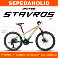 Sepeda Gunung MTB UNITED STAVROS 24 Inch Alloy 3x8 Speed Rem Cakram Garansi Resmi 5 Tahun