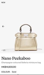 Fendi Nano Peekaboo Gold
