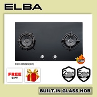 (AUTHORISED DEALER) ELBA 2 Burners 5.0kW Built-In Glass Hob / Gas Stoves / Glass Stove / Built in Hob with Safety Valve (Grey / Gray) EGH-E9522G(GR) / elba 9522