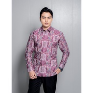 LASKALA BATIK Premium Dhwani Salem Men's Slimfit Long Sleeve Kemeja Batik Shirt