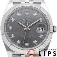 勞力士 Datejust 41 男士腕錶 Jubilee 10P 鑲鑽 Datejust 41 126334G 帶錶盒和保修卡 K18WG/SS 男士腕錶 灰色 成色極佳 [全新]